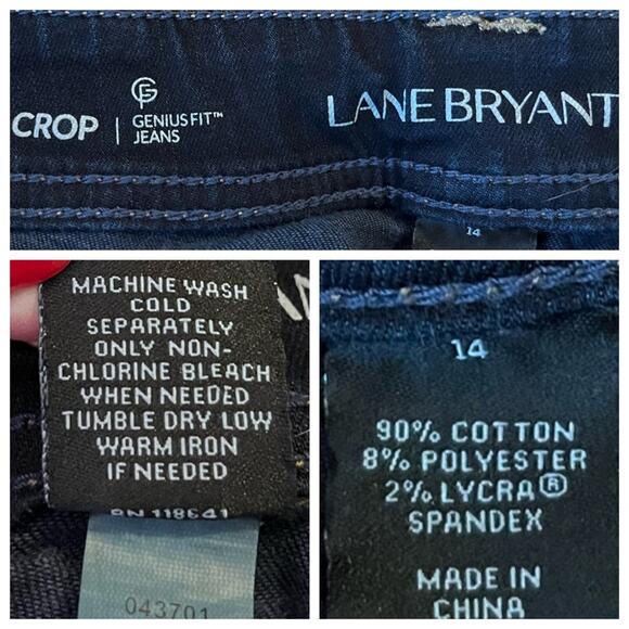 Lane Bryant Women’s Jeans Genius Fit Crop Dark Wash Mid Rise Plus Size 14 - Picture 5 of 6